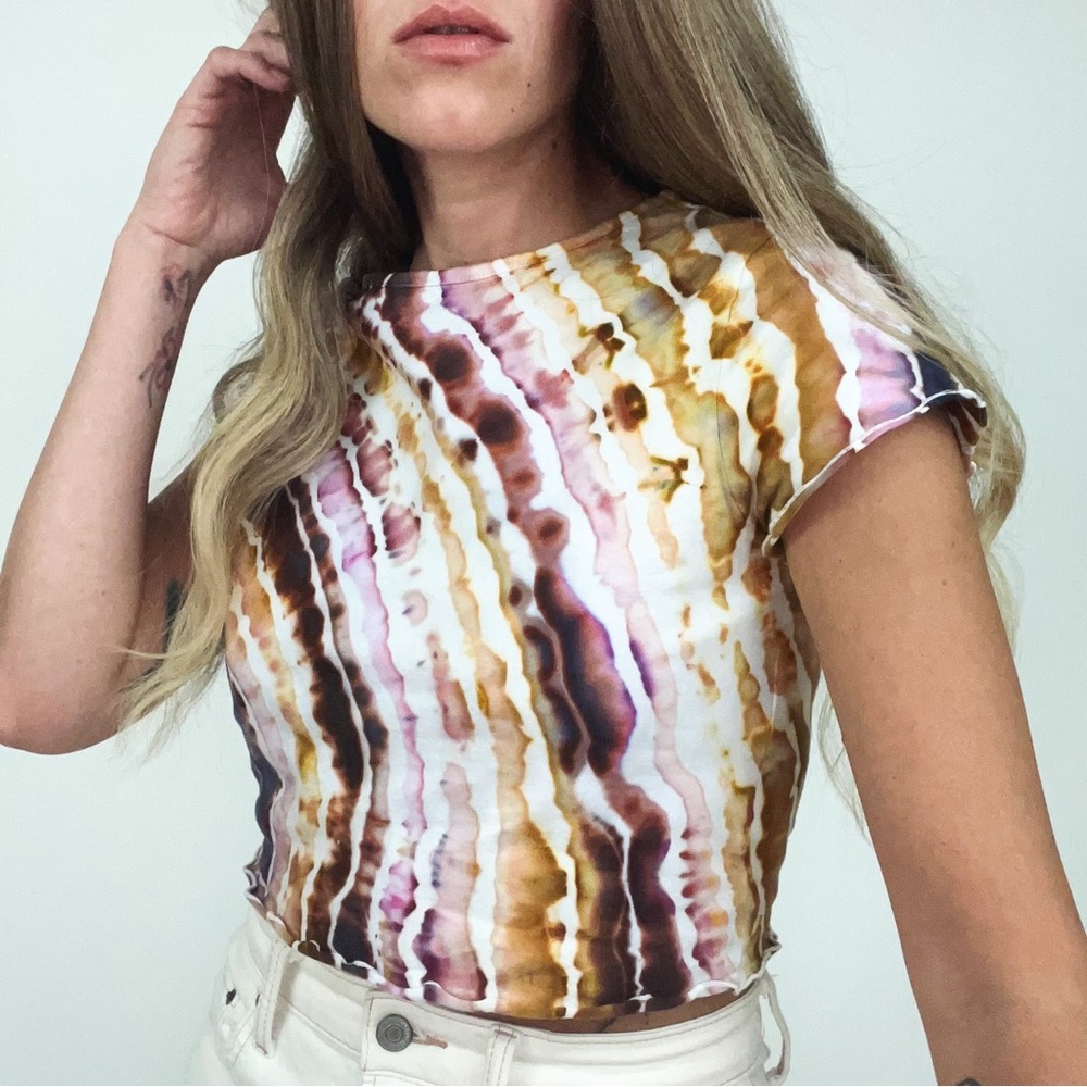 NEW Hand-Dyed Cropped Lettuce Hem T-Shirt | Size M